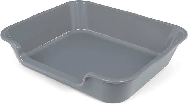 1 Pack of Extra Large Cat Litter Box (ABS Material), Low Entry Senior Litter Pen for Geriatric Kitty Big Cats, Jumbo Pet Safe Litter Boxes Tray for Indoor Pets Potty (Gray, 24" L x 20" W)
