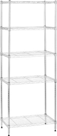Amazon Basics 5-Shelf Adjustable Storage Shelving Unit, 200 Pound Loading Capacity per Shelf, Steel Organizer Wire Rack, 24 x 14 x 60 Inches (LxWxH), Chrome