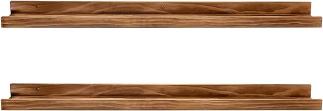 Nursery Floating Shelves for Wall,32 Inch Long Nursery Book Shelves Set of 2, Rustic Wood Picture Ledge Shelf for Bedroom, Bathroom, Living Room, Photo Frames, Office Decor-Brown
