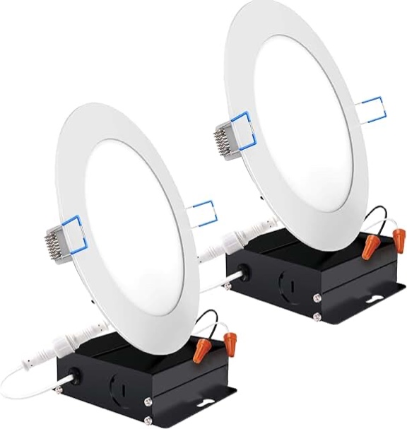 Sunco Lighting 2 Pack 6 Inch Ultra Thin LED Recessed Ceiling Lights, 6000K Daylight Deluxe, Dimmable, 14W, Wafer Thin, Canless with Junction Box
