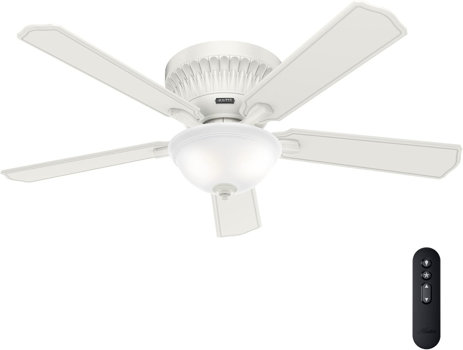 CC5C95C49 Hunter Fan 54 inch Low Profile Fresh White Indoor Ceiling Fan with Light Kit and Remote Control