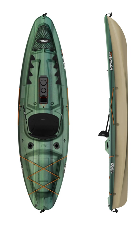 Pelican - Motion 100X - Sit-on-Top - Angler Fishing Kayak - 10 ft - Fade Black Green