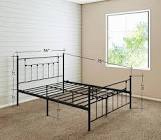 AMBEE21 Victorian Full Metal Bed Frame with Headboard and Footboard Platform/Wrought Iron/Heavy Duty/Solid Sturdy Metal Slat Black No Box Spring Needed Mattress Foundation Under Bed Storage Full Black
