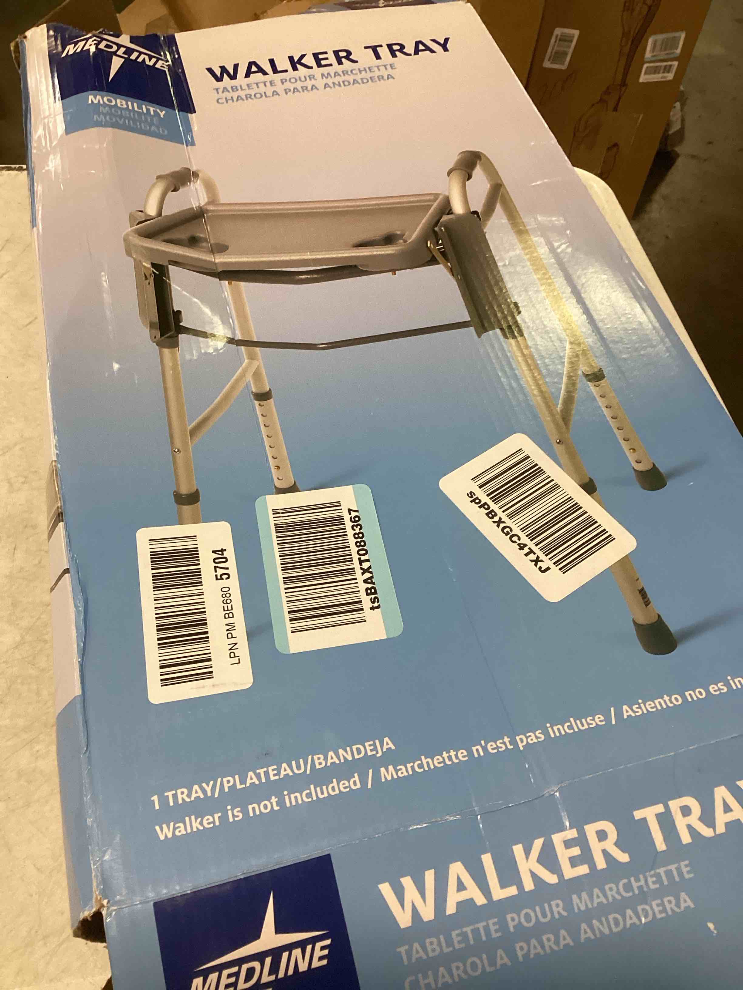 Medline Guardian Walker Flip Tray, Gray, 1 Count