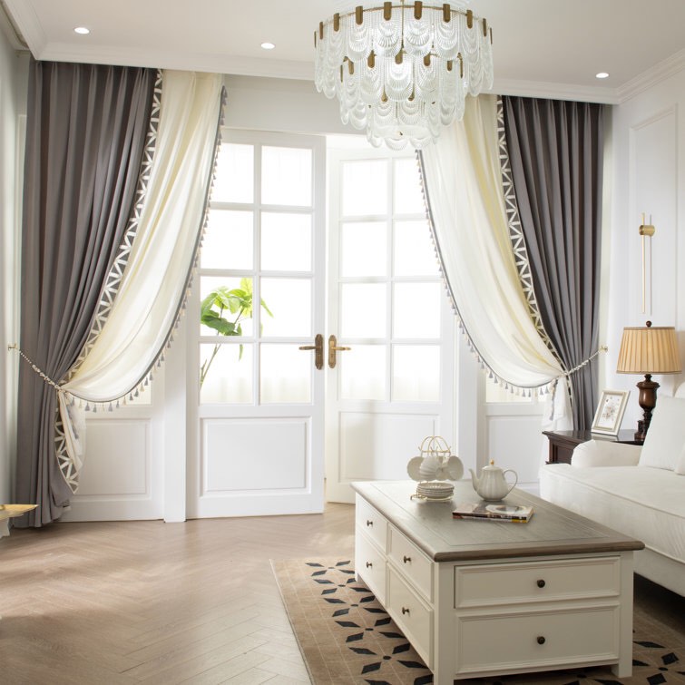 Visionary Home Athena Gray and Ivory Curtain Set, 45x96, 4 Pairs Total