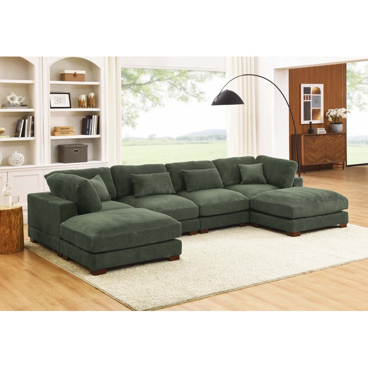 andreco reversible corduroy sectional, hunter green
