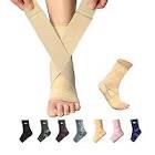 Jupiter Foot Sleeve (Pair) with Compression Wrap, Ankle Brace For Arch, Ankle Support, Football, Basketball, Volleyball, Running, For Sprained Foot, Tendonitis, Plantar Fasciitis Beige Large