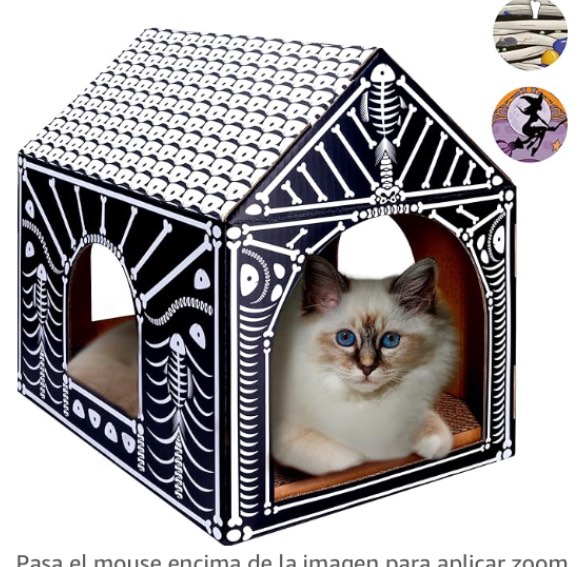 HUSKAR Cardboard Cat House with Scratcher,Cat Scratcher Cardboard Box,Cat Scratching Board for Indoor Cats