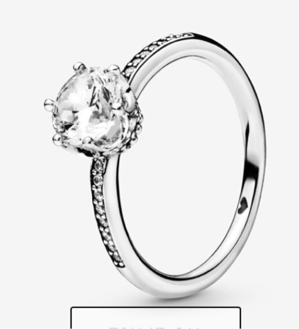 Clear Sparkling Crown Solitaire Ring size 6 approximately