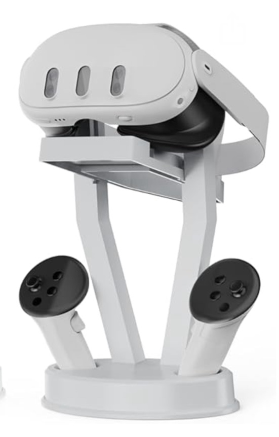 JDDWIN Organizer and Display Stand for Oculus Quest 2/Quest/Meta/Rift/Rift S/GO Headset and Touch Controllers (White)