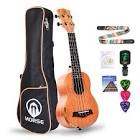MORSE Soprano Ukulele Arm Rest Ukulele for Beginner Pack-21 Inch with Gig Bag Fast Learn Songbook Tuner Pick All in One Kit