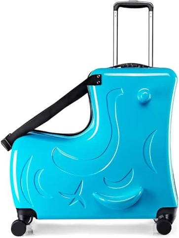 N-A AO WEI LA OW Kids ride-on Suitcase carry-on Tollder Luggage with Wheels Suitcase to Kids aged 1-6 years old (Blue, 20 Inch) Nice Blue 20 Inch?suggest 1-6 years old )