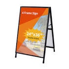 24 x 36 Inch A Frame Sign Double-Sided Folding Sandwich Board Heavy Duty Slide-in Sidewalk Signboard for Outdoor Street Advertising Poster(Frame only?No white board) Black-1PACK Double-Sided