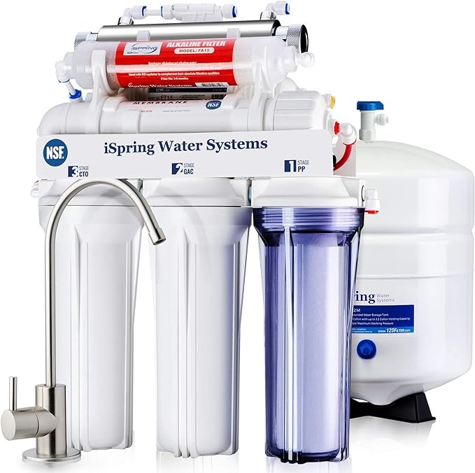 iSpring RCC7AK-UV, NSF Certified, 75GPD 7-Stage Under Sink Reverse Osmosis RO Drinking Water Filtration System with Alkaline Remineralization Filter and UV Ultraviolet Filter
