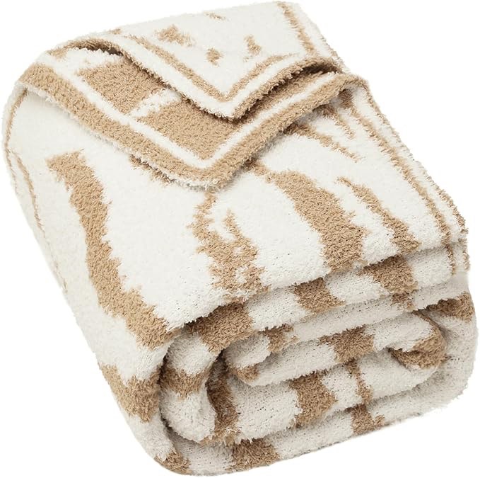 Syalife Super Soft Knit Throw Blanket, Warm Cozy Reversible Grey Aesthetic Blanket, Fluffy Fuzzy Plush Lightweight Leopard Print Blanket for Couch Sofa Bed (Grey & White, 50" x 60")