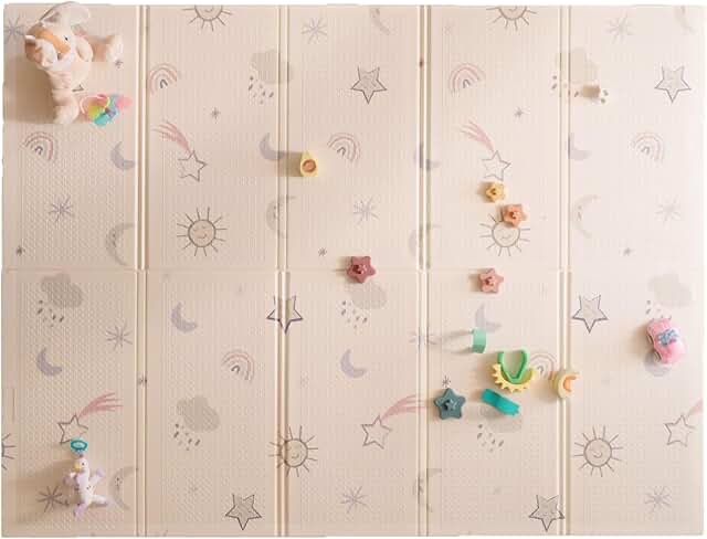 Nuby Reversible Baby Floor Mat - Foldable and Lightweight Baby Play Mat for Floor - Easy Storage and Travel - Rainbow