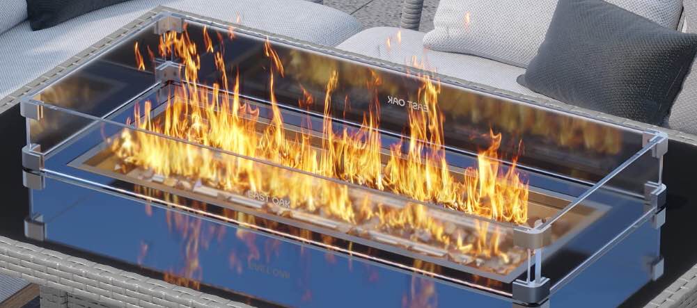 glass wind guard 44” fire pit table (just glass only) 