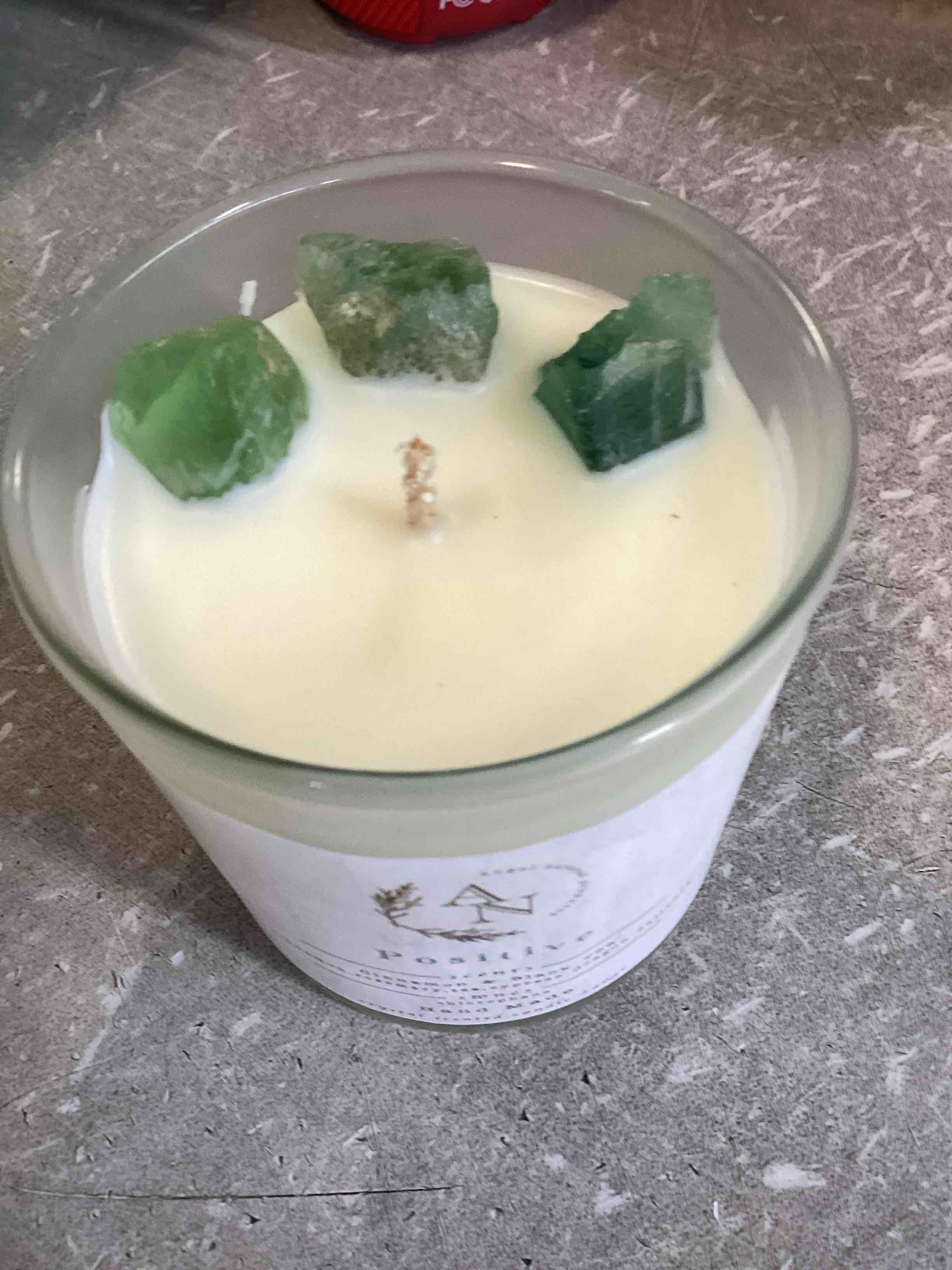 Green Aventurine Soy Candle, Cinnamon & Black Tea, Meditation Candle