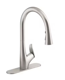 KOHLER Leto Vibrant Stainless Single Handle Pull-down Kitchen Faucet with Sprayer (Deck 