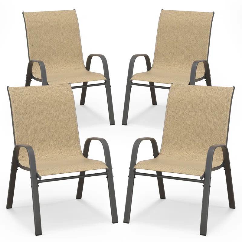 Outdoor Patio Dining Armchair Sets Of 4, Stackable Chairs