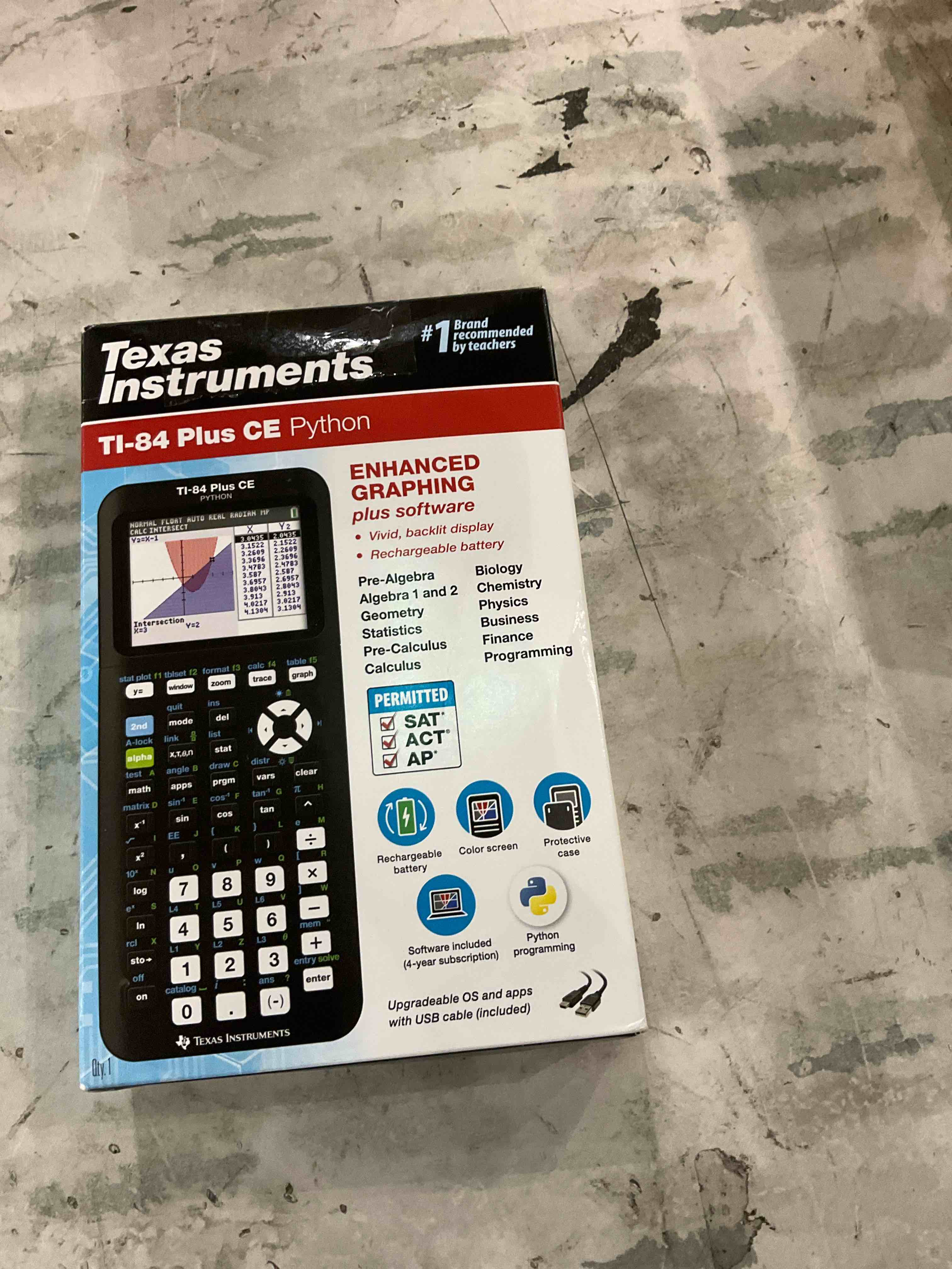 Texas Instruments TI84 Plus CE Color Graphing Calculator, Black 7.5 Inch