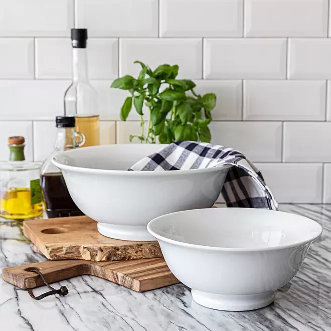 Over and Back 2-Piece Footed Bowl Set white 