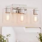 3-light Brushed Nickel Modern Vanity Light With Clear Glass And White Glass Dual Shades