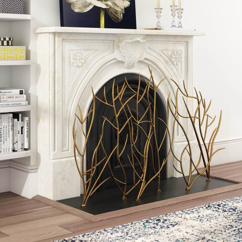 Memoire Single Panel Iron Fireplace Screen