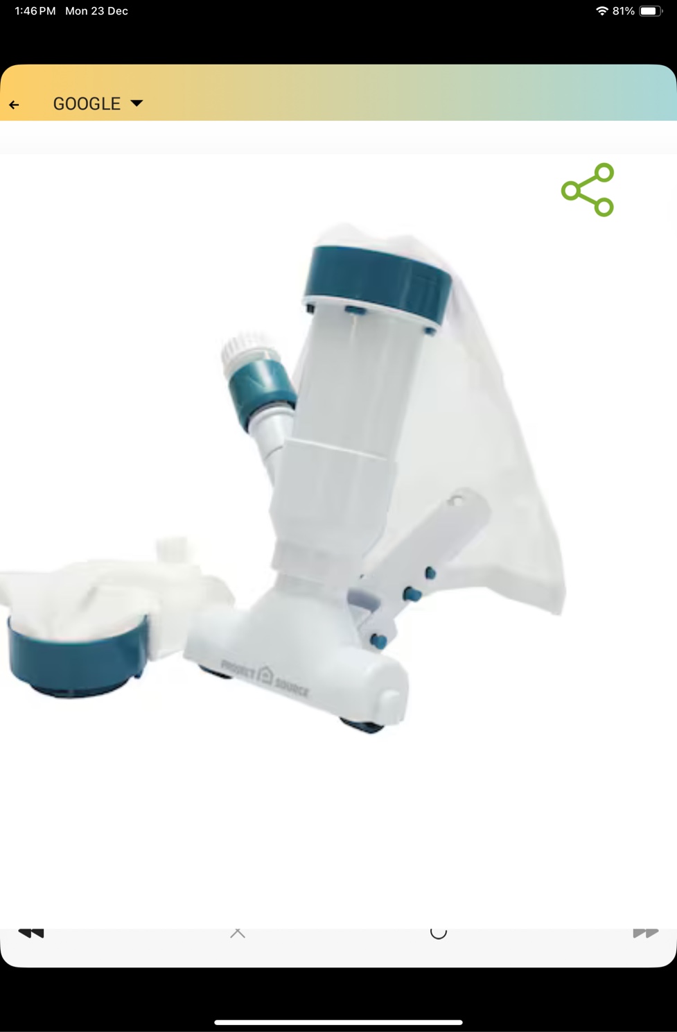 Project Source 5-in Handheld Pool Vacuum