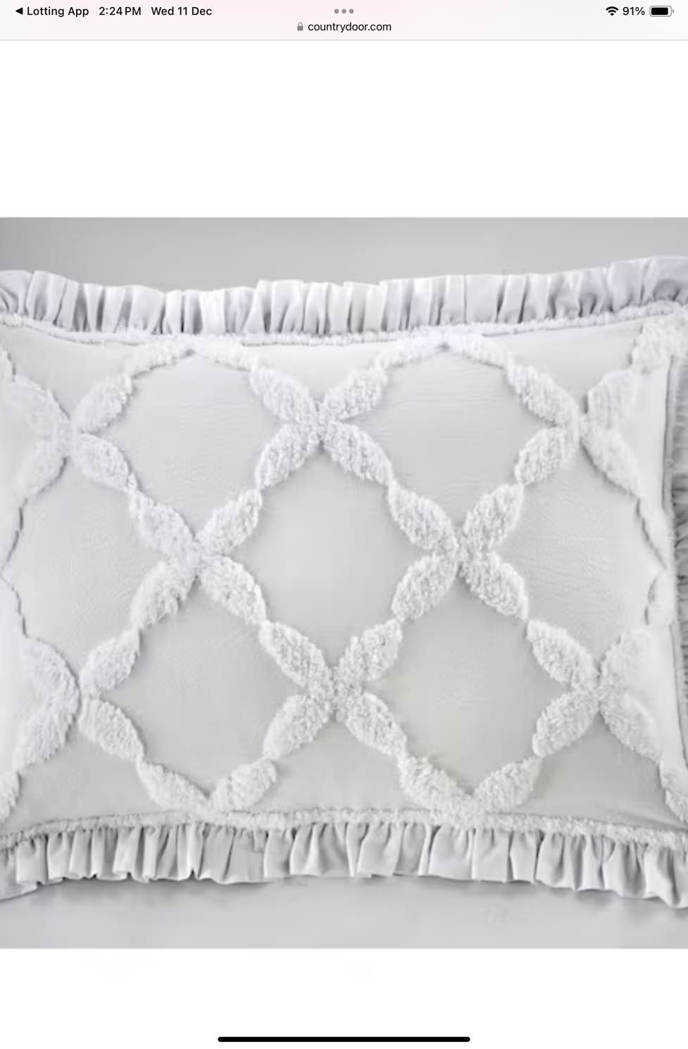 Angelica Ruffle Chenille Sham SHAM white