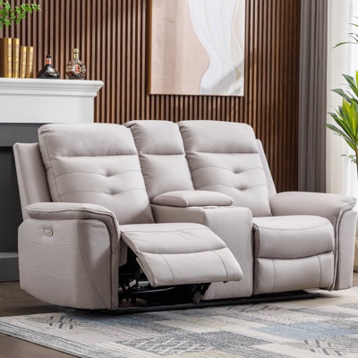7.7 wide modern loveseat with arm storage and usb 