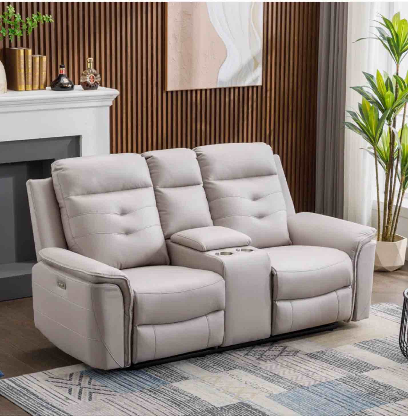 76.7 wide modern loveseat with arm storage and usb