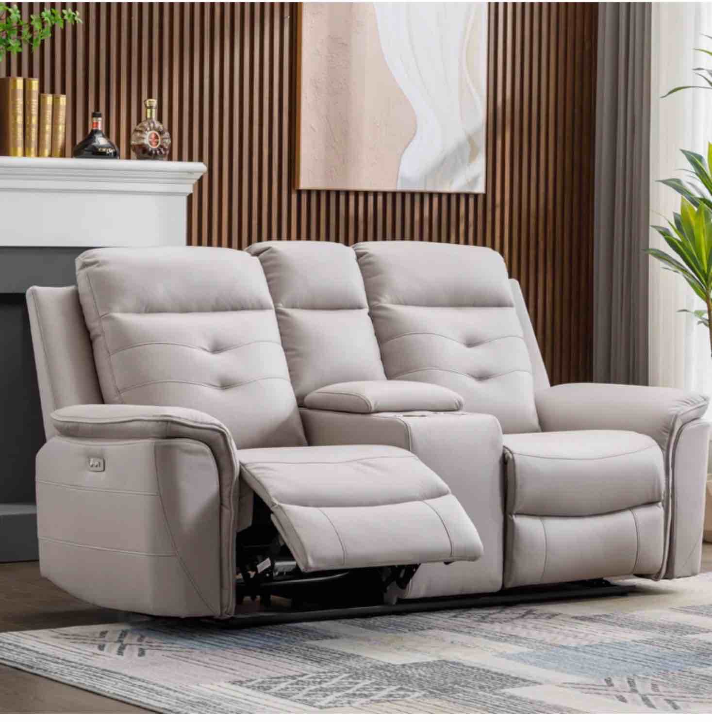 76.7 wide modern loveseat with arm storage and usb