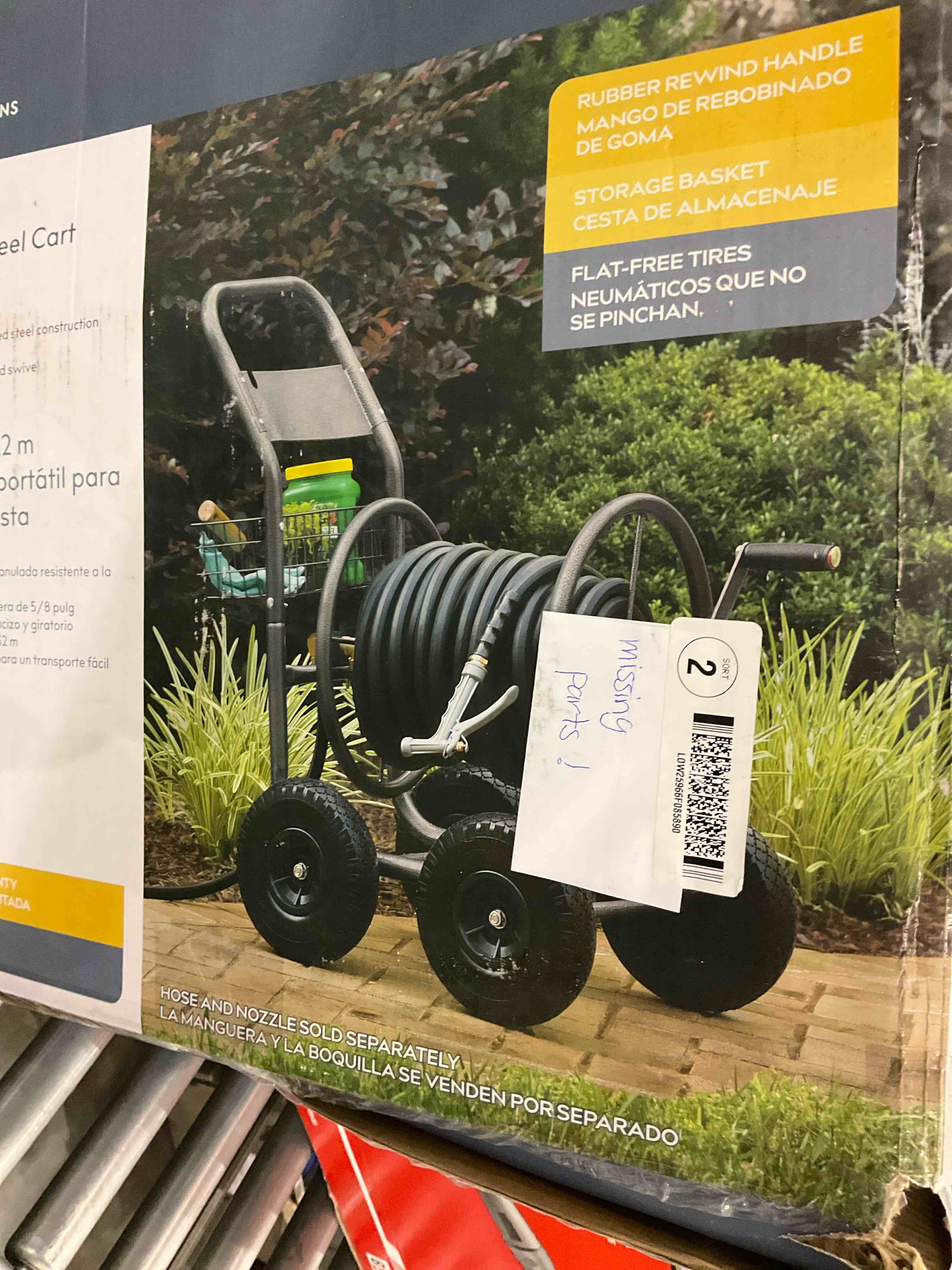 Portable hose reel cart with basket 