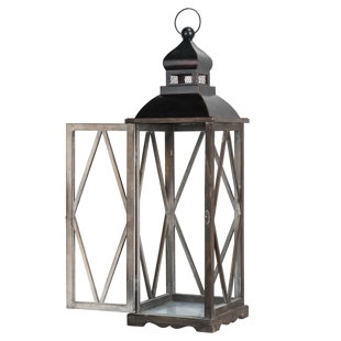 2 piece metal tabletop lantern set
