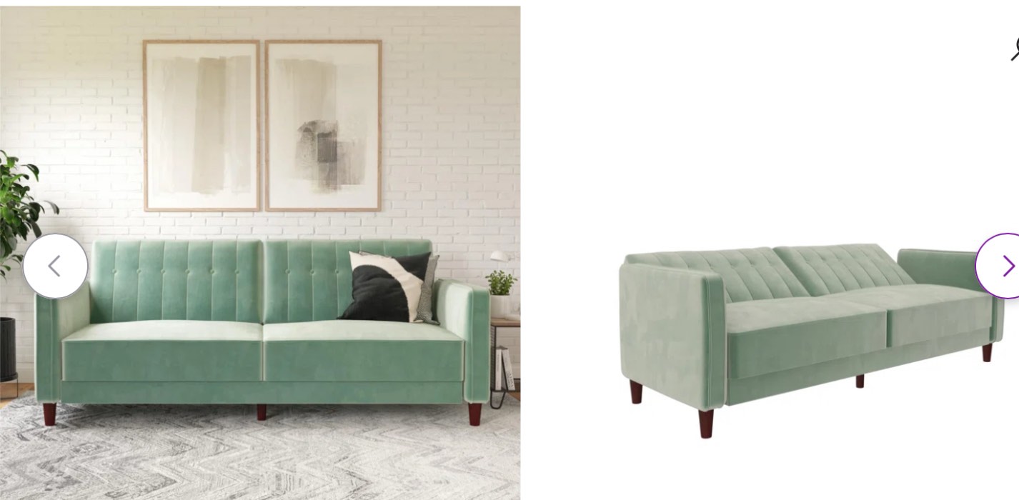 Perdue 81.5 velvet arm convertible sofa