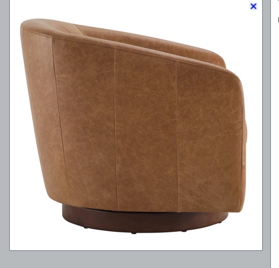 bennett genuine leather swivel barrel chair