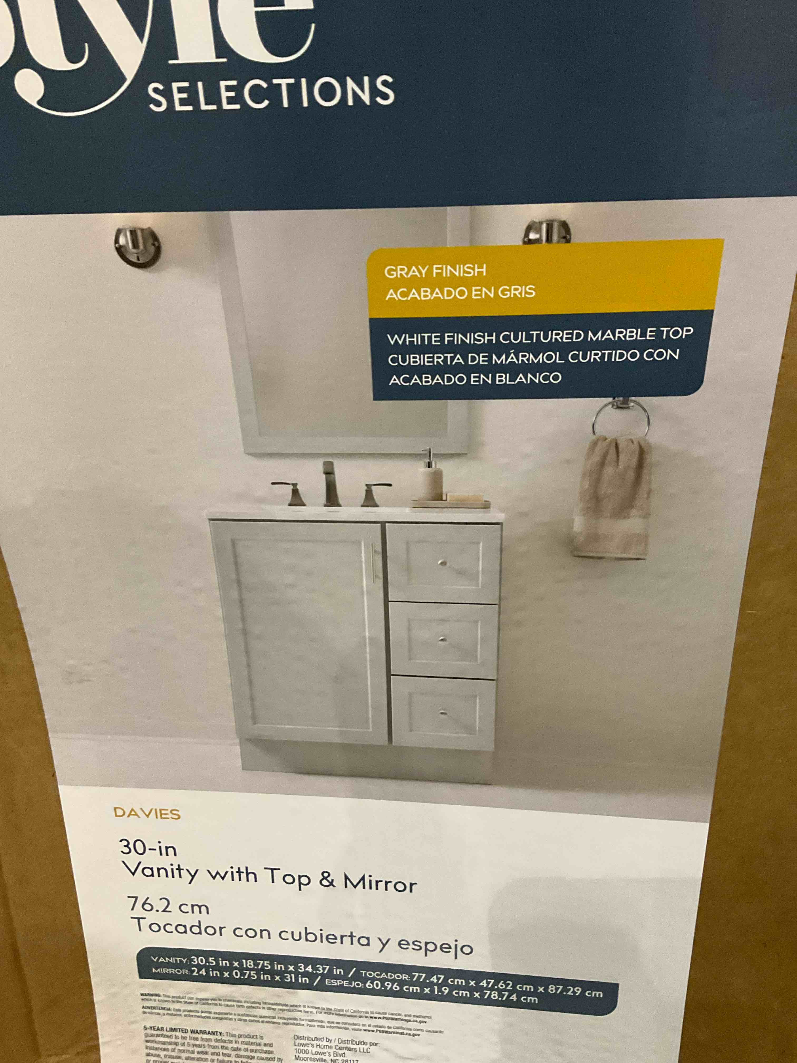 30 in Vanity its top and mirror