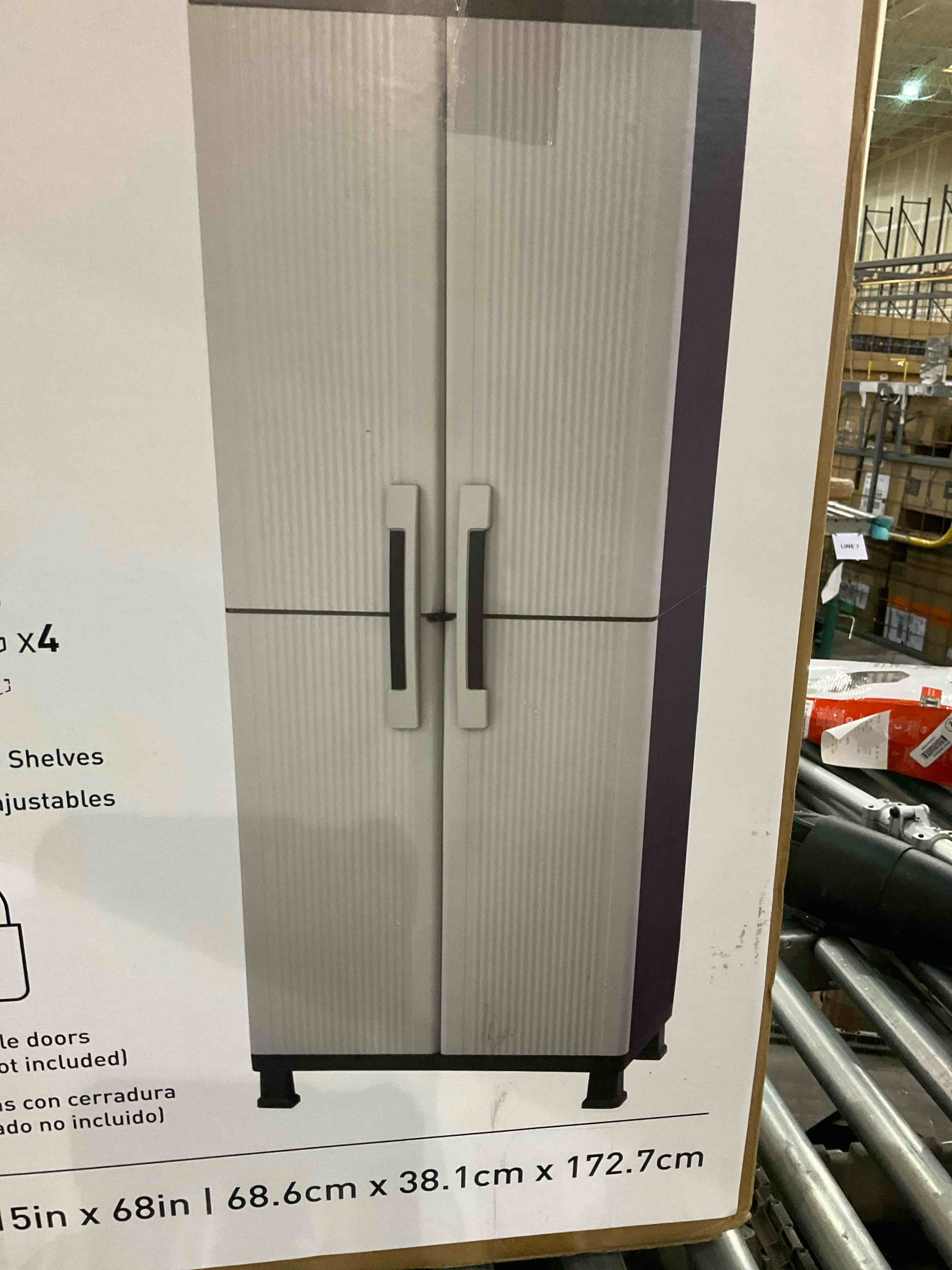 Plastic Freestanding Garage Storage Cabinet With Lockable Doors and Shelves in Gray (27 in. W x 68 in. H x 15 in. D)