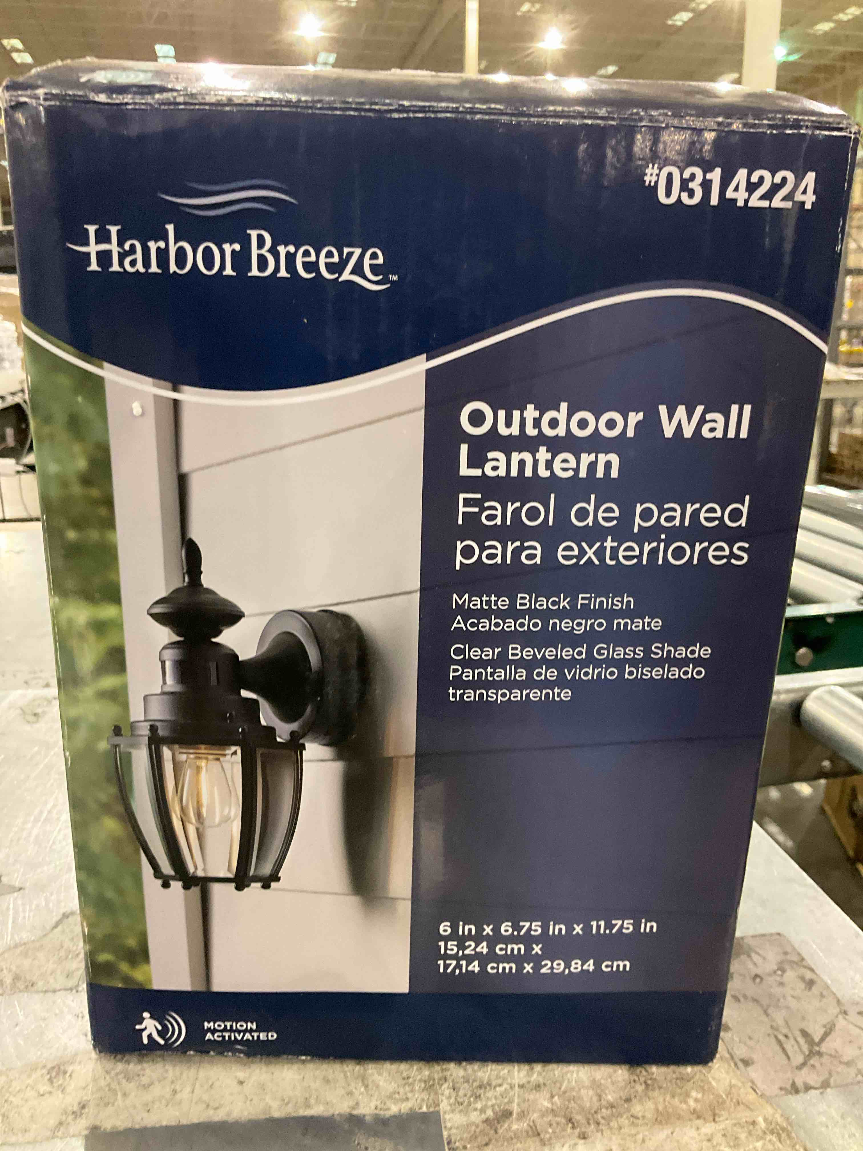 Black Motion Activated Outdoor Wall Light, Portfolio 11.75-in H