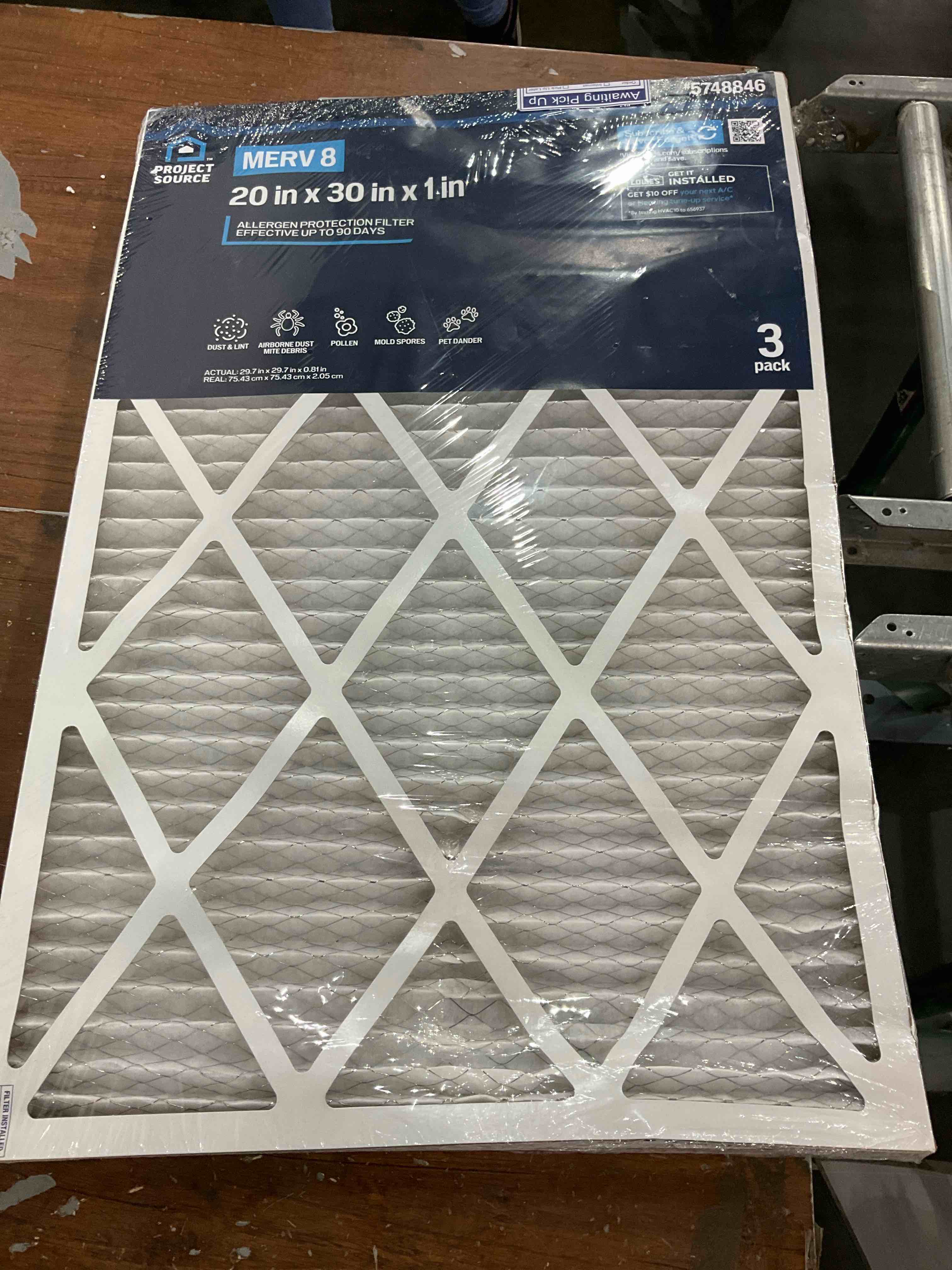PROJECT SOURCE 20 in x 30 in x 1 in ALLERGEN PROTECTION FILTER EFFECTIVE UP TO 90 DAYS