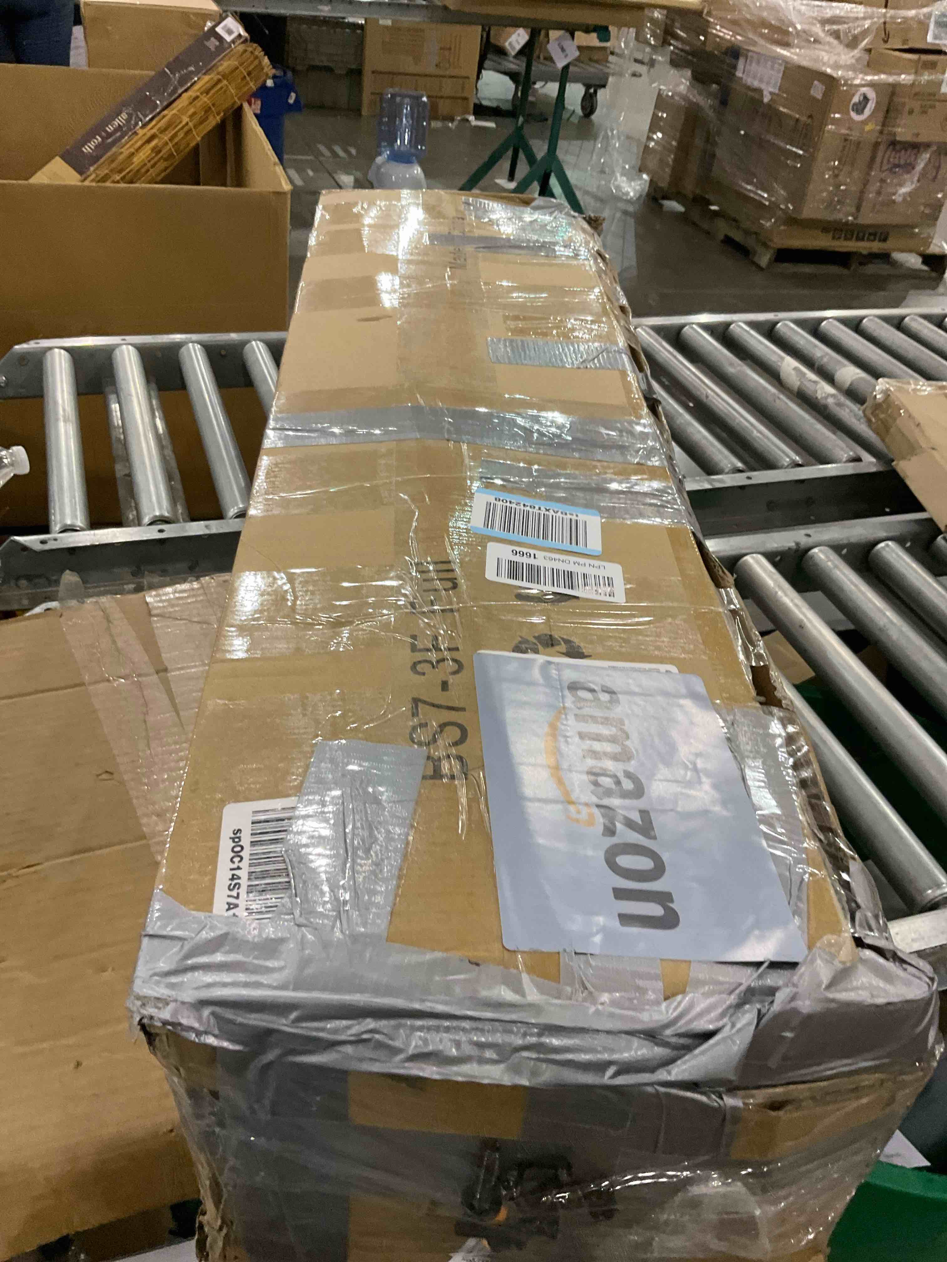 Condition photo showing As Is for full box spring - 7 inch high profile box spring for full bed, sturdy metal frame mattress foundation, easy assembly, quiet & noise-free
