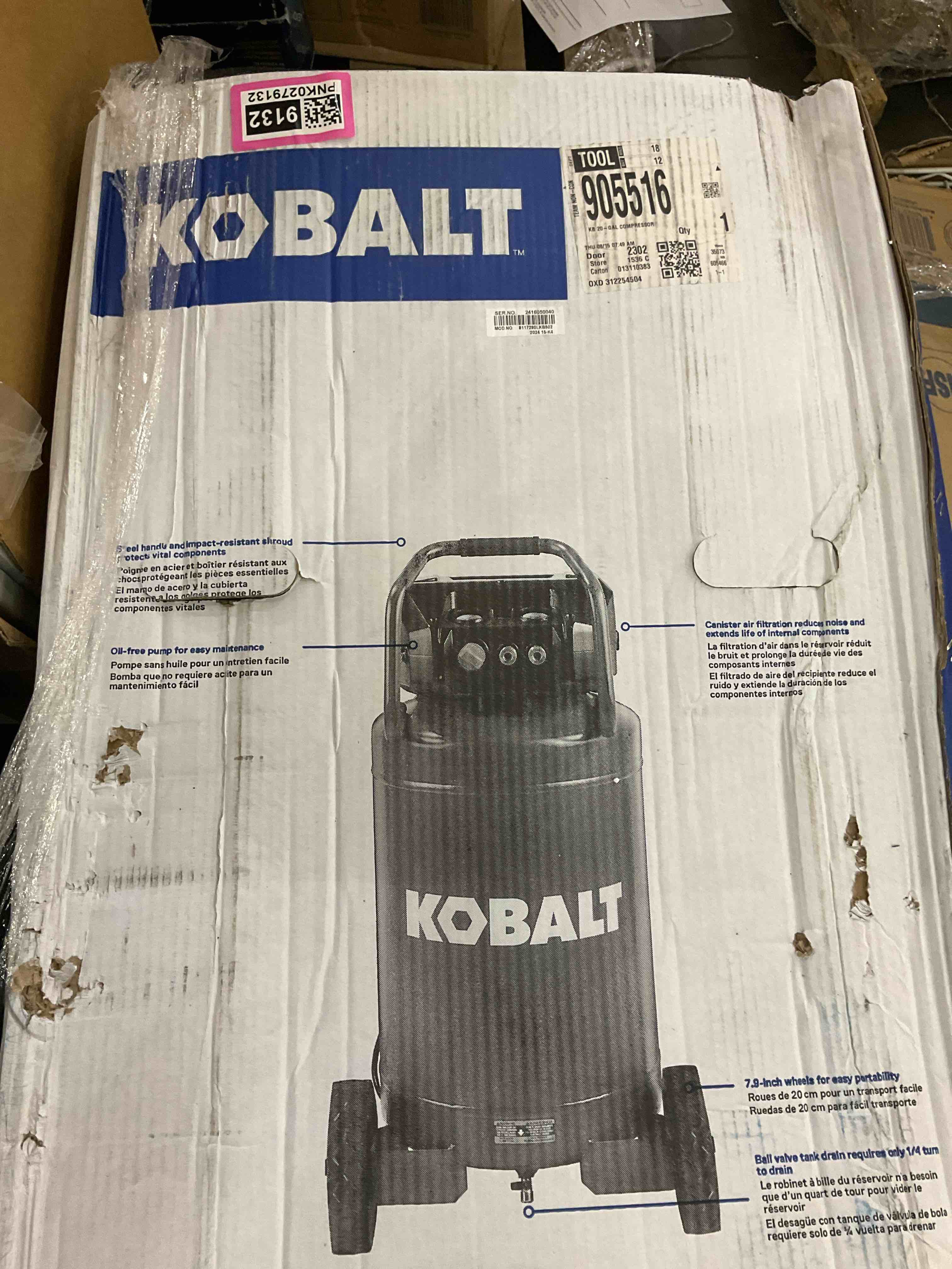 kobalt quiet tech air compressor 