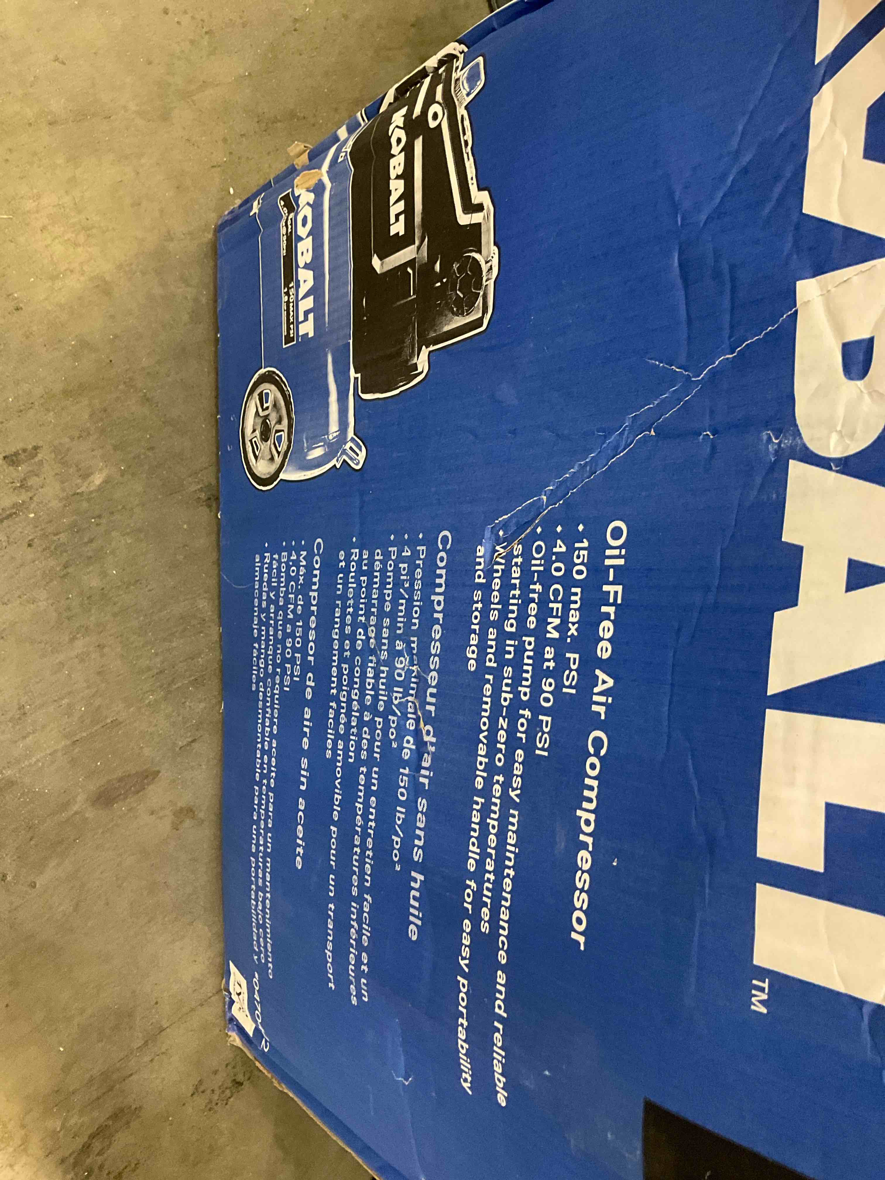 kobalt oil free air compressor 