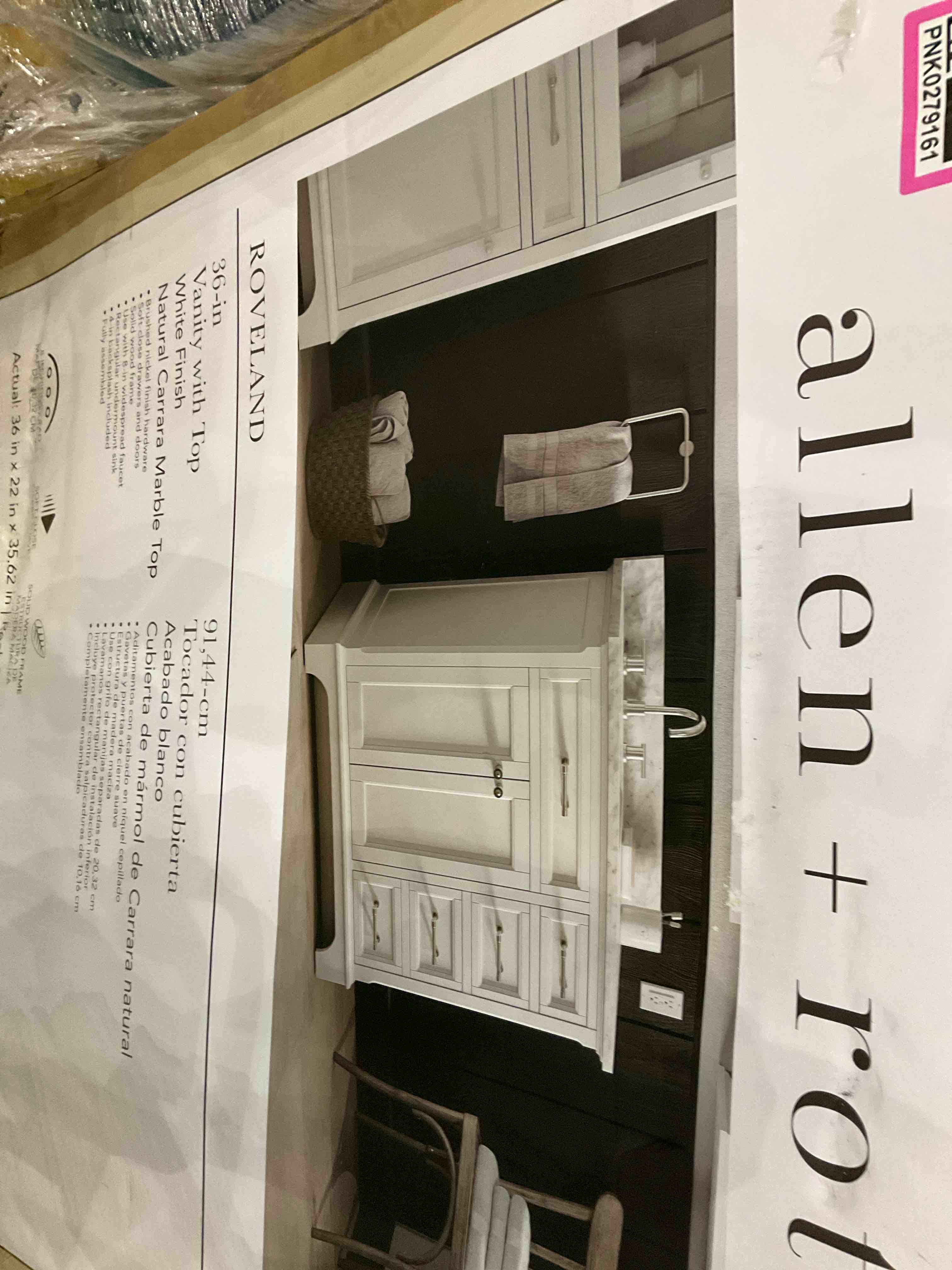 36 inch vanity with white top