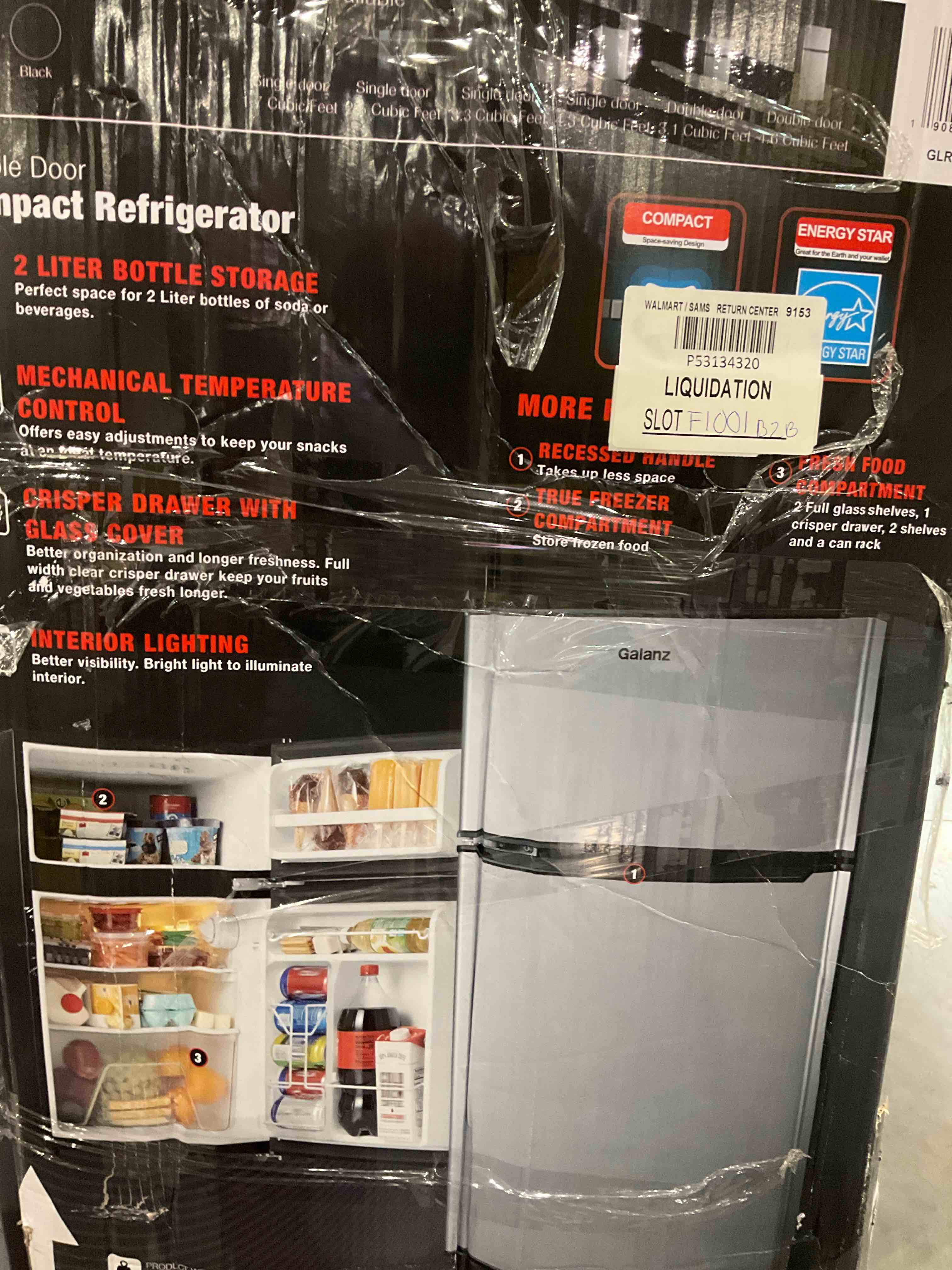 Galanz double door compact refrigerator ( with a dent on the front )