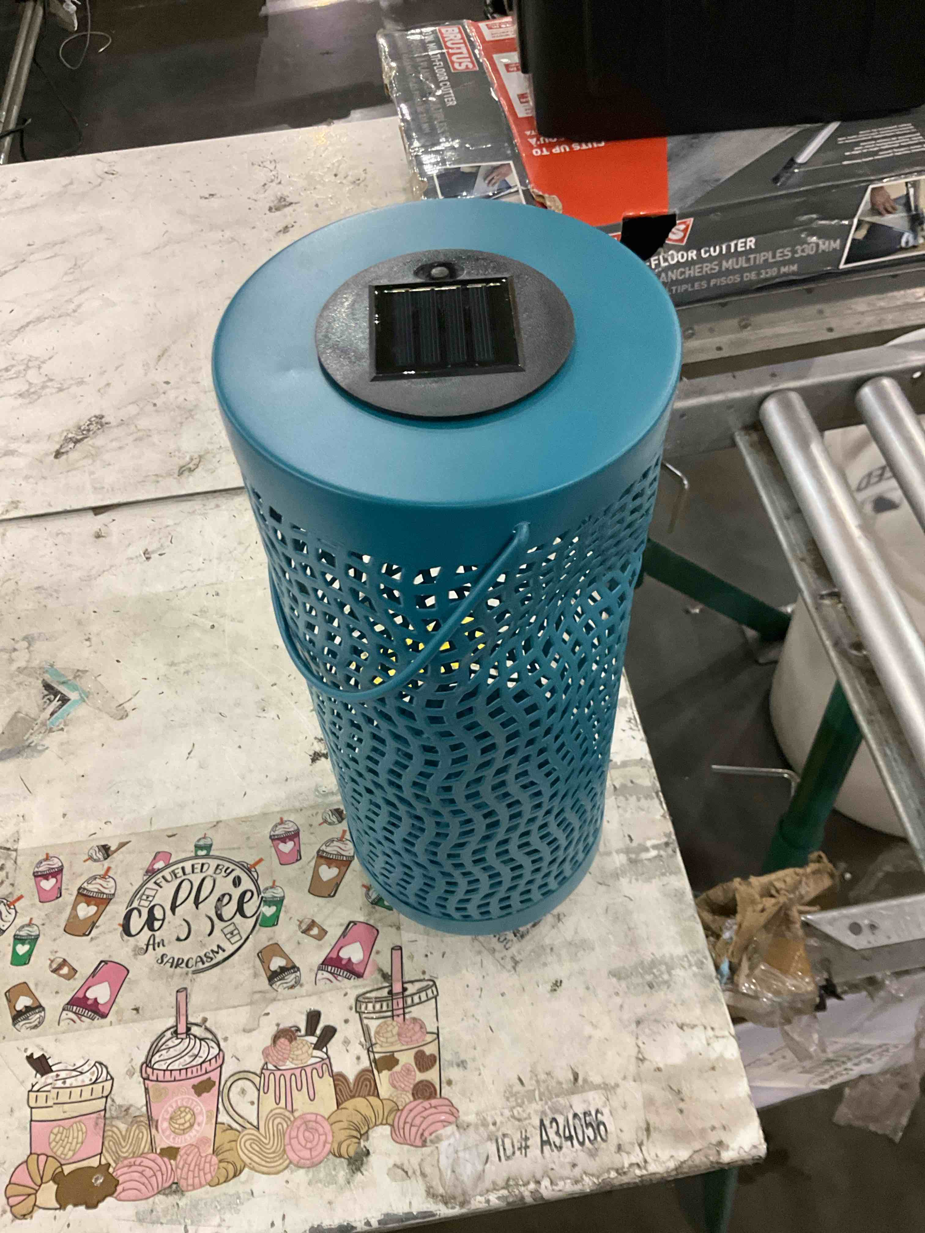 Style Selections 5" x 10.5" Blue Metal Solar Outdoor Decorative Lantern