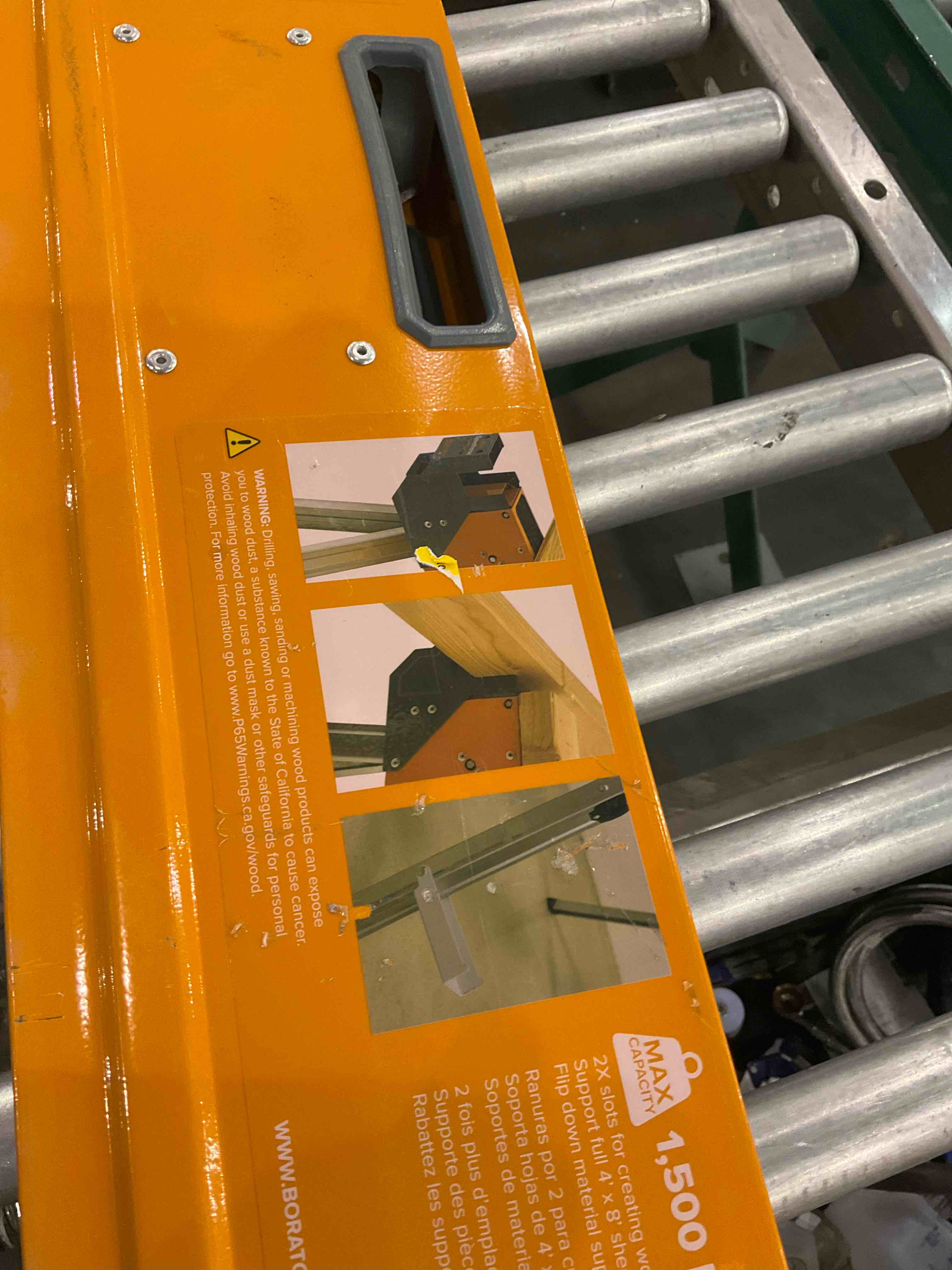 BORA Portamate Speedhorse Sawhorse - 45-in W x 30-in H Single Piece Table Stand with Folding Legs, Metal Top for 2x4, Heavy Duty Pro Bench Saw Horse for Woodworking, Carpenters, Contractors, PM-4500,Orange