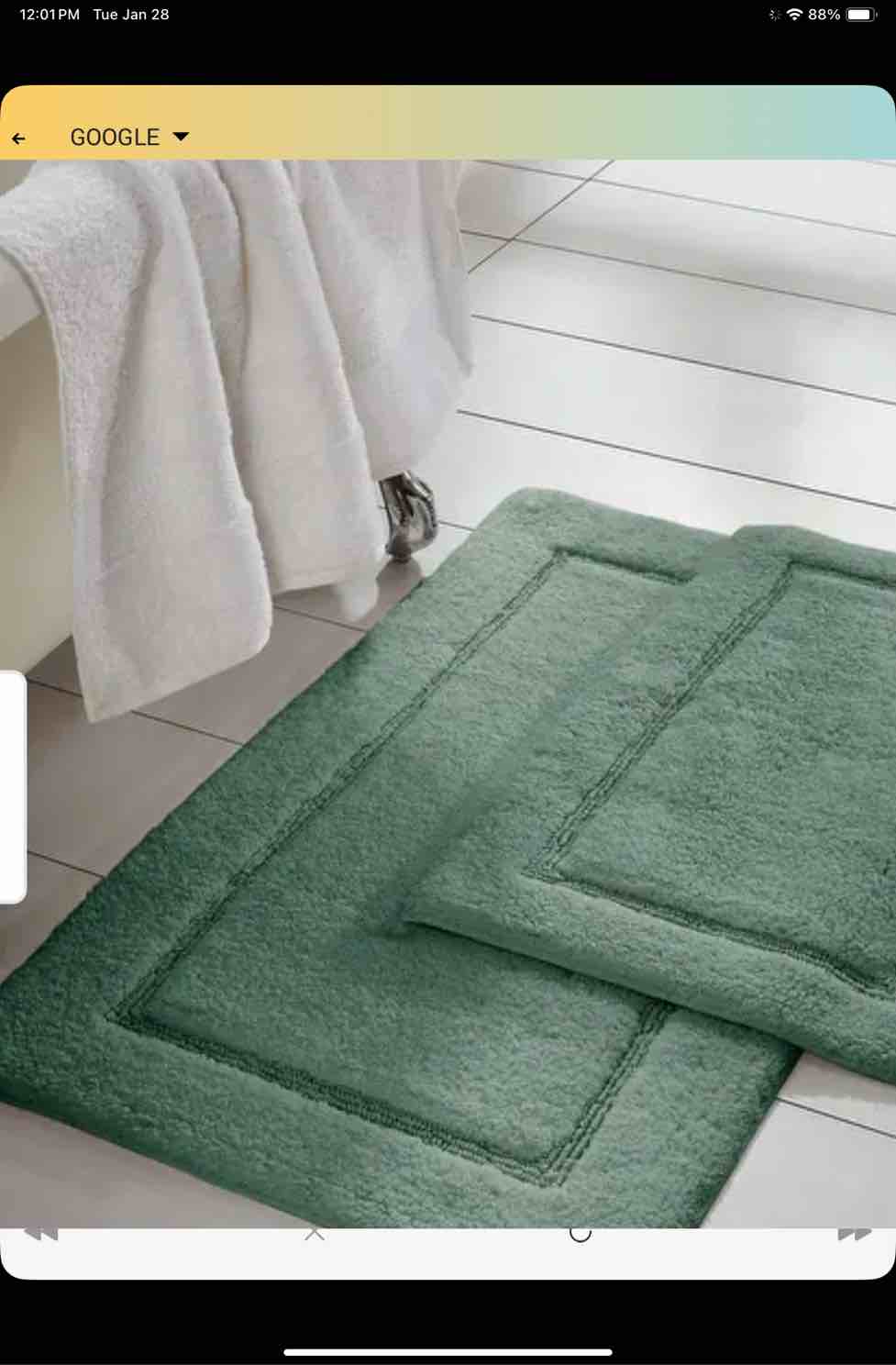 Modern Threads 2-Pack Solid Loop with Non-Slip Backing Bath Mat Set