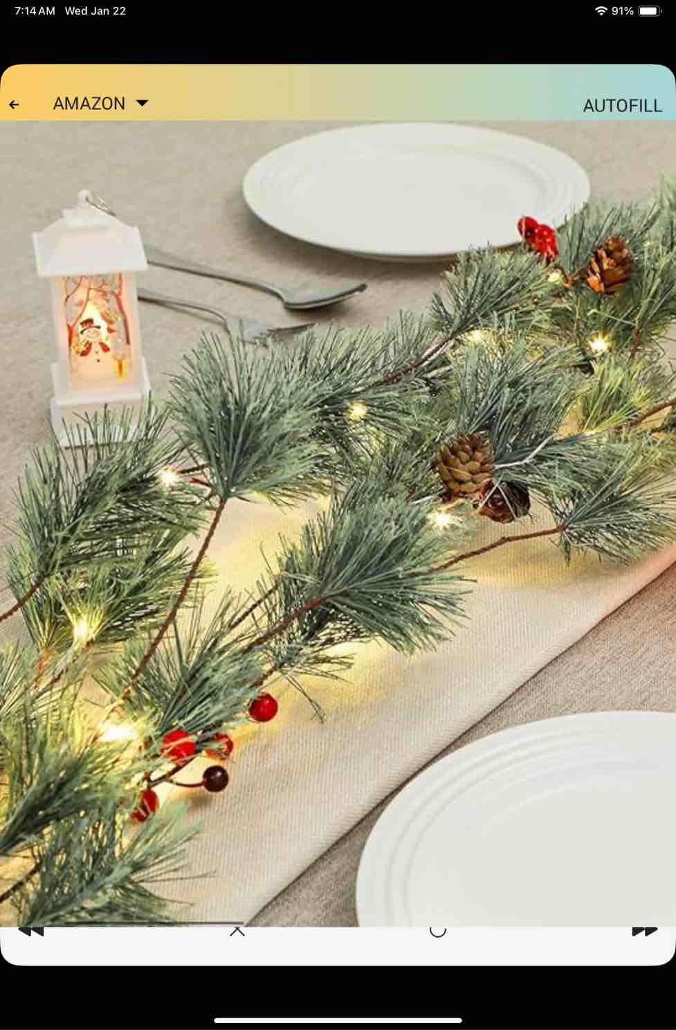 2Pack SHareconn 6FT Smokey Christmas Garland,Prelit Natual Rustic Cedar Pine Garland with Multi-Color Lights/Remote/Battery Operated, for Mantle Stairs Fireplace Xmas Indoor Outdoor Lighted Decoration